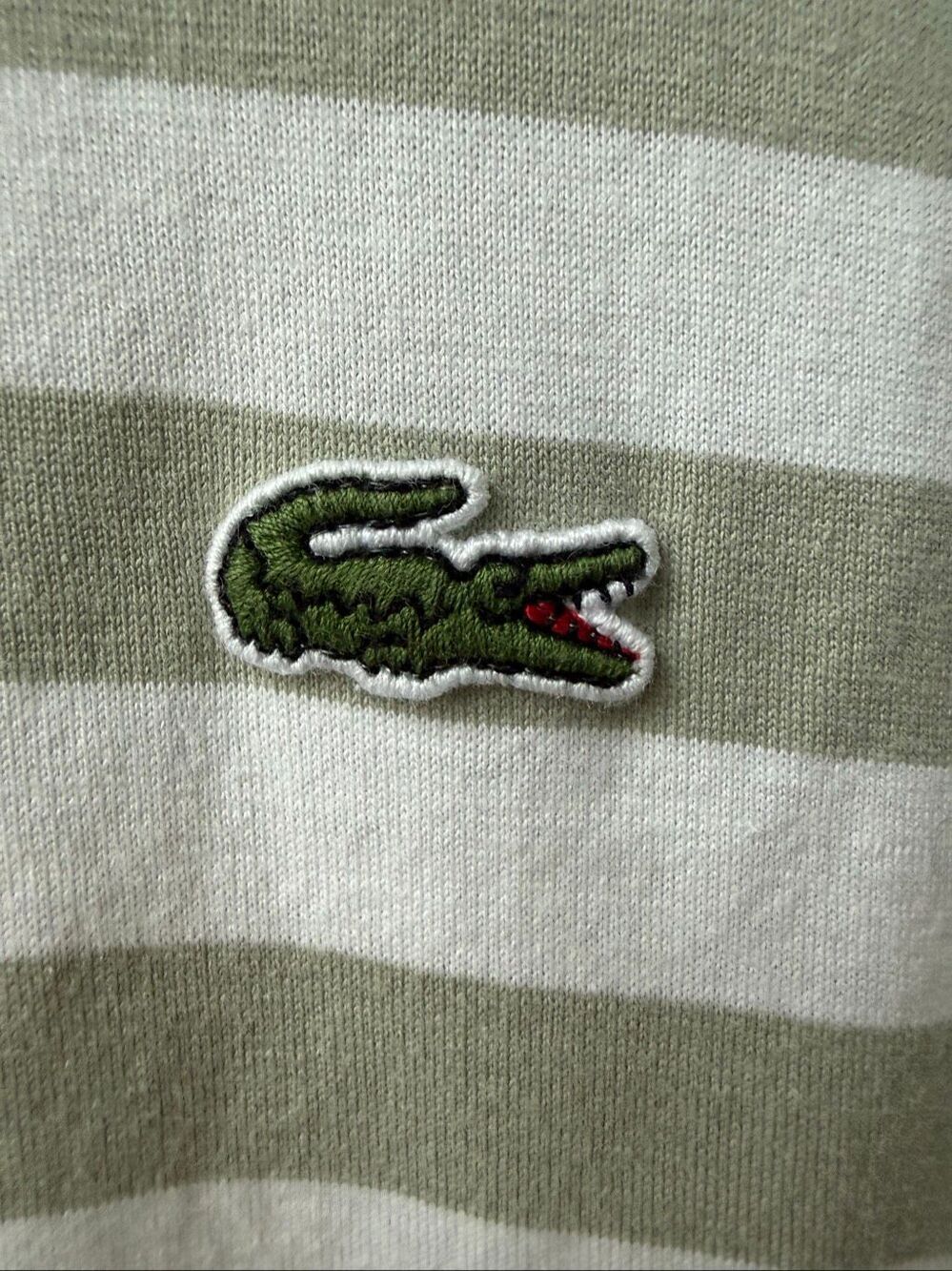 Lacoste Stripe Tshirt Hoodie Mens Size 4 S M Sage Green Striped Lightweight Pull - Picture 4 of 8